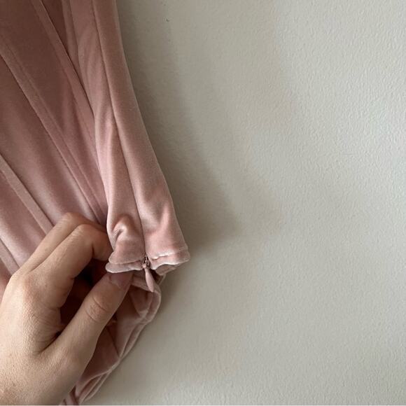 LPA Maddalena Pink Velvet Rhinestone Fringe Corset Top - Picture 7 of 9